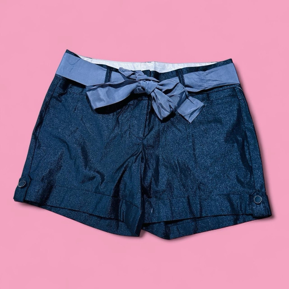 BKE Buckle Daytrip Dress Glitter Cocktail Shorts 3 Dark Wash Tie Waist Cuffed